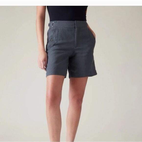 Athleta Voyager Linen  Shorts. Size 6. Granite blue color  NWT - Picture 1 of 5